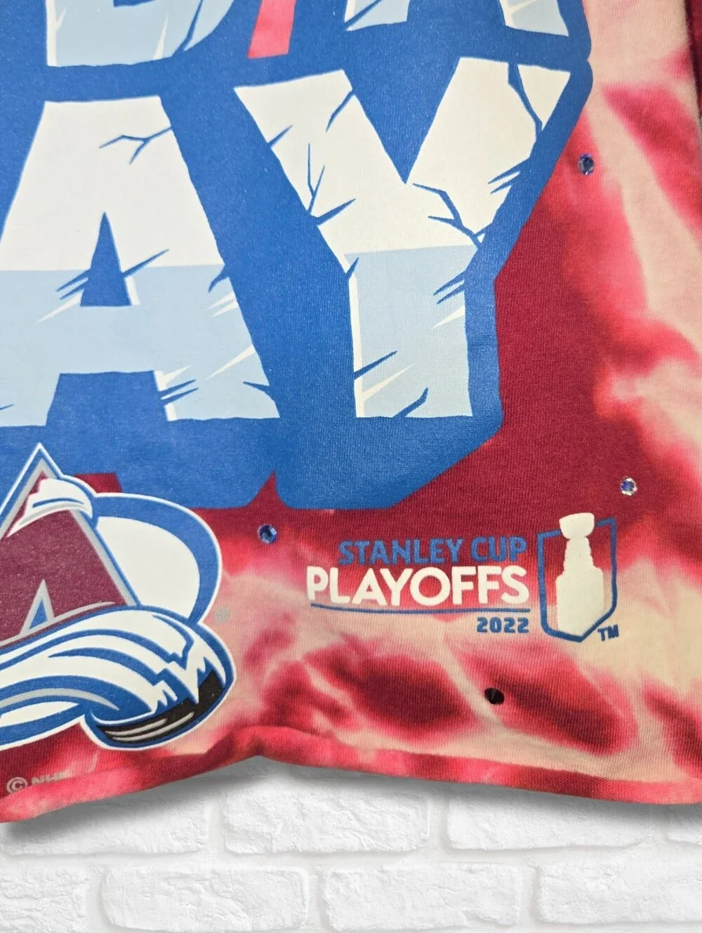 Colorado Avalanche Crop Top W/Rhinestones - Picture 6 of 6